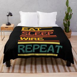 Blankets Funny Electrician Eat Sleep Wire Repeat Cool Christmas Gifts For Electrical Engineer Sofa White Throw Blanket