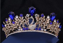 Headpieces Baroque peacock big crown hair highgrade retro Bridal Headpieces blue diamond wedding dress accessories accessories