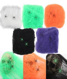 DHL Halloween Decoration Fake Cotton Spider webs cobweb spiderweb Party Haunted House Halloween Props Home Decoration 5 Colors6810590