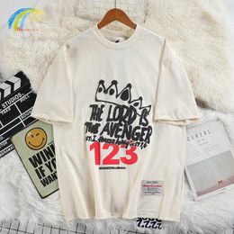 Men's T Shirts 24SS Crown Letter Foam Print RRR123 T-Shirt Men Women Quality Oversized Tee Tops Black Apricot Casual Shirt Inside Tags