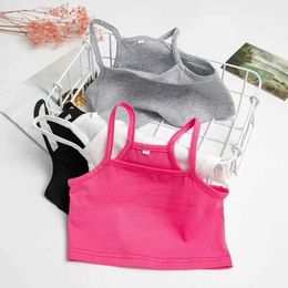 Camisole V-Tree Girls Tank Tops Cotton Girls Camisole Child 싱글 캔디 컬러 소녀 언더 셔츠 어린이 속옷 modell2405