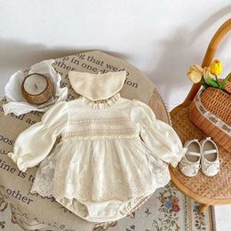 Rompers Spring/Summer New Baby Womens Dress Summer Puff Dress Princess One Piece Waffle Biscuit Lace ClothingL240514L240502