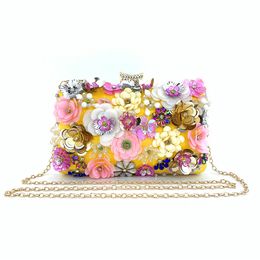 Hengmei Chaozhou Direct Sales Factory Direct Supply Cross-border Dinner Bag Ladies Handmade Colourful Flower Beaded Bag Dropshipping