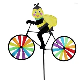 Garden Decorations Bee Tiger On Bike DIY Windmill Animal Bicycle Wind Spinner Whirligig Lawn Decorative Gadgets Kids Outdoor Toys
