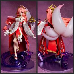 Action Toy Figures Genshin Impact Yae Miko Zhongli Anime Character Girl Sexy Action Character Statue Character Resin Model Toy Decoration Y240515