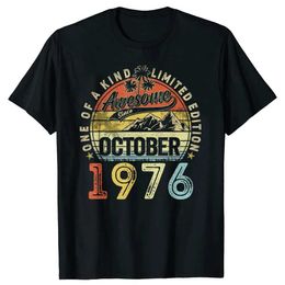 Men's T-Shirts 47th birthday T-shirt for men since October 1976 Summer Fathers Day gift graphic unisex TShirt 2024 cotton Q240514