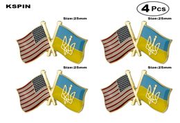 USA Ukraine Friendship Flag Pin Lapel Pin Badge Brooch Icons 4PC5642988