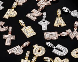 Bling Custom Name Necklace Gold Plated Bling Ice Out CZ Letter Pendant Necklace with 24inch Rope Chain2060461