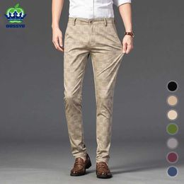 Men's Pants 7 Colour Classic Mens Plaid Casual Pants 2024 Luxury Spring Summer New Fashion Business Cotton Stretch Straight Trousers Male Y240514