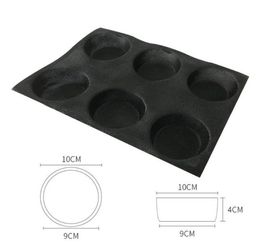 Bluedrop silicone bun bread form round shape baking sheet burgers mold non stick food grade mould kitchen tool 4 inch 6 caves Y2009606688