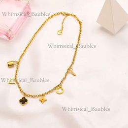 Louiseviution Fading Gold Plated Brand Designer Lvse Jewellery Flower Pendants Necklaces Luxury Stainless Steel Letters Beads Chain Louiseviution Jewellery 778
