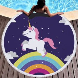 Towel Cute Animal Printed Tassel Beach Soft Microfiber Summer Swimming Bath Round Casual Blanket Yoga