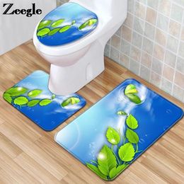 Bath Mats Anti-slip Toilet Mat Fot Bathroom Home Decoration Waterproof Seat Cushion And Absorbent Floor Carpet Set