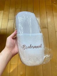 Party Favour Personalised Wedding Slippers White Soft Bridesmaid Gifts Customizable Object Shoes Bachelorette Bridal Shower Favours