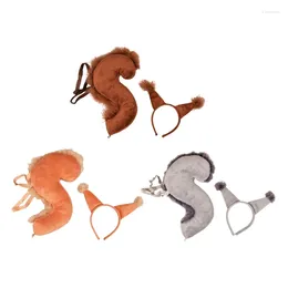 Party Supplies Cosplay Squirrel Ears Shape Hairhoop And Tail Suits Kids Animal Fancy Costume Novelty For Halloween Dropship