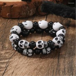 Strand Halloween Skull Acrylic Beaded Bracelet Exclusive For Cross-Border Turquoise Headwear Factory Wholesale