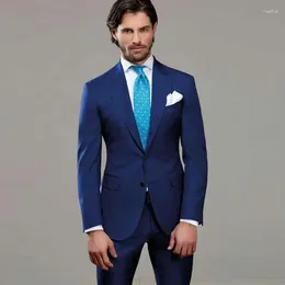Men's Suits Peaked Design Navy Blue Men For Wedding Groom Tuxedo Smoking Jacket 2Piece Classic Costume Homme Blazer Groomsmen Outfit