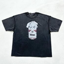 Real Photos Wash Black T-shirt Men Women High Quality Printing Tees Top T Shirt