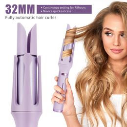32MM Big Wave Automatic Hair Curler Auto Rotating Ceramic Roller Wand Professional Curling Iron Waver Styling Tools 240506