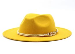 Wide Brim Hats Women Men Wool Felt Jazz Fedora Panama Style Cowboy Trilby Party Formal Dress Hat Large Size Yellow White 5860CM a5927967