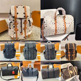 AAAAA New hot designer men women fashion duffel travel classic Pull the rope open and close coated canvas leather boarding bag backpack