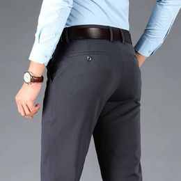 Men's Pants Spring Autumn Mens Smart Casual Pants Black Navy Blue Suit Pants Office Male Trousers Big Size Elegant Sports Straight Pants Y240514