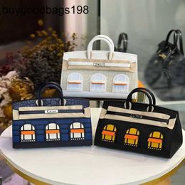 Tote Bag Designer Womens Handbags Bk High Orderfamily 20cm Small House Top Layer Leather Platinum Handbag Crocodile Pattern Contrast Casual