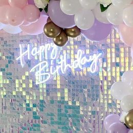 Party Decoration Happy Birthday Led Neon Sign Home Real Glass Aesthetic Gift Idea Acrylic Light Up Room Wall Decor Bar Window Advertise Big