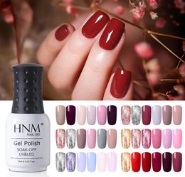 HNM Soak Off 6PCS Color Gel Nail Polish Set UV LED Nail Varnish Long Lasting Primer Salon Manicure 8ML Gift Set5642155