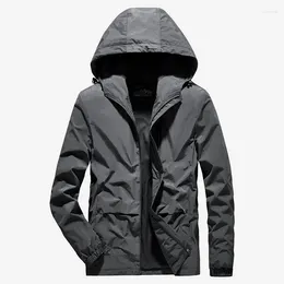 Men's Jackets Waterproof Hooded Bomber Jacket Windbreaker Outdoor Camping Sports Elastic Coat Male Clothing Thin Overcoat Outfit
