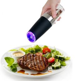 Mills Electric Salt And Pepper Grinder Stainless Steel Mill With Blue LED Light baking 210712