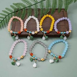 Bangle Lucky Gourd Beaded Bracelet for Women Fashion Elegant Handmade Elastic Rope Crystal Strand Bracelets Amulet Jewelry Gifts