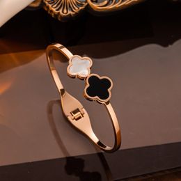 Classic Style Clover Diamond Bangle Boutique Designer Titanium Steel Charm Bangle Spring New High Quality Jewellery Bracelets Simple Young Fashion Bracelet