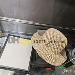 Summer Travel Straw Hats Metal Letter Sun Visor Fisherman Hats for Women Men Vacation Sunscreen Bucket Cap