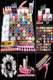 Pro Acrylic Nail Art Kit 78pcs Acrylic Powder Glitter 120ml Liquid Nail Art Kit Crystal Brush Skill Tool5267361