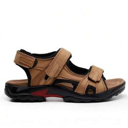 Новая мода Roxdia дышащие сандалии сандалия на искренний кожаный пляжный туфли Мужчины Slippers CaseLse Plus размером 39 48 RXM006 T8KY# 96C9
