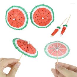 Party Decoration 50 Pieces Watermelon Fruit Umbrella Toothpicks Cocktail Picks Parasol Cupcake Topper For Birthday Wedding Drink Supplies