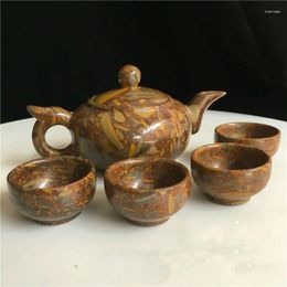 Teaware Sets Natural Colorful Stone Tea Set Jade Teapot And Cup Free Gift Box