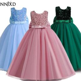 Girl's Dresses Teens Girls Bridesmaid Dresses For Wedding 5-14 Yrs Kids Sequin Birthday Party Long Dress Girls Evening Formal Pageant Vestidos Y240514