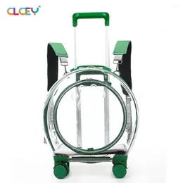 Dog Carrier Pet Cat Trolley Suitcase Wheels Carrying Transparent Breathable Backpack Pets Stroller