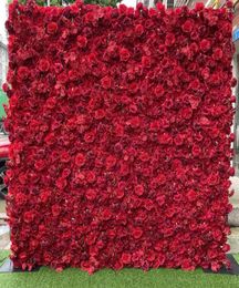 Decorative Flowers Wreaths 3D Panels And Roil Artificial Wall Wedding Decoration Fake Red Rose Peony Orchids Backdrop Runners Ho1499342