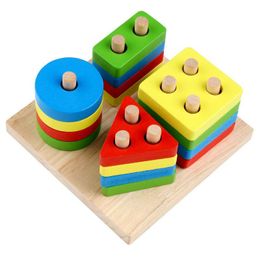 Other Desk Accessories Wholesale Wooden Four Pillar Toys Smart Pillars School Supplies 12X12Cm Drop Delivery Office Business Industria Dhy3J