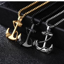 Men Necklace Designer Necklaces Chains Stainless Steel Punk Men Pendants Necklaces Fashion Ship Anchor Pendant