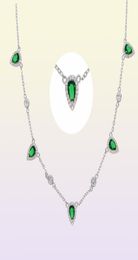 2018 Top quality Bohemia fashion short chokers Green white CZ water tear drop pendant necklaces for cute girl women elegance charm3909943
