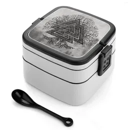 Dinnerware And Tree Of Life Yggdrasil Bento Box Lunch Thermal Container 2 Layer Healthy Symbol