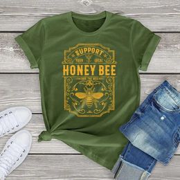 FLC Trends Honey Bee T Shirt For Women Clothing Summer 2023 Graphic 00s Vintage Unisex Casual Female Tops Tees XS3XL 240510
