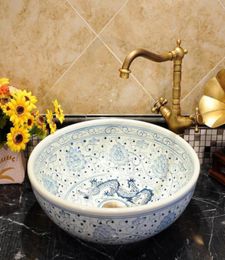 Chinese Antique ceramic sinks china wash basin Ceramic Counter Top Wash Basin Bathroom Sinks Blue And White wash bowl basin9431440