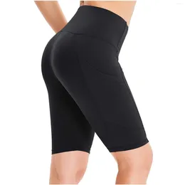 Women's Shorts Ladies Solid High-waist Hip Stretch Underpants Running Fitness Yoga