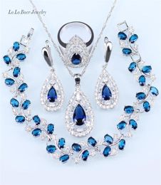 Wedding Jewellery Sets silver 925 Black stone White Crystal For Women Pendant Necklace Bracelet Earrings Ring214W1686309