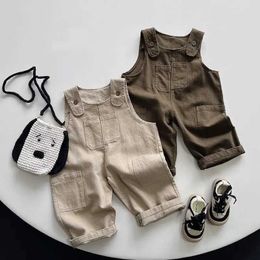 Overalls Autumn New Children Overalls Solid Boys Casual Trousers Little Girls Overalls Cotton Baby Strap Pants Cute childrens clothing d240515